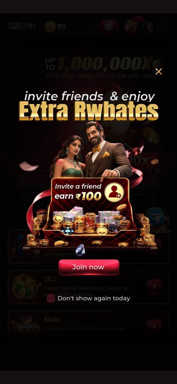 Dream1 app icon with red and gold gaming design