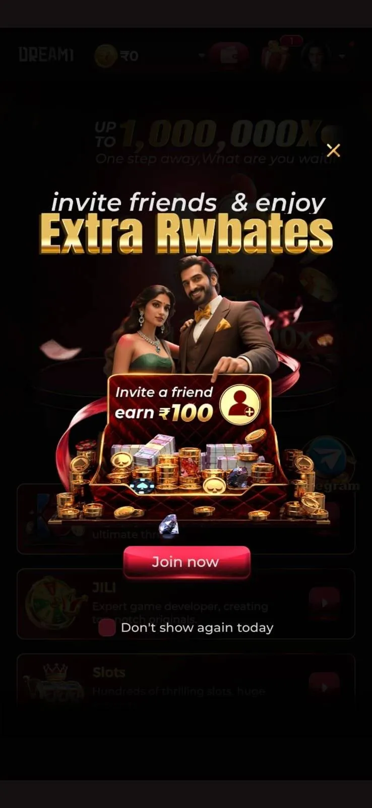 Dream1 app icon with red and gold gaming design